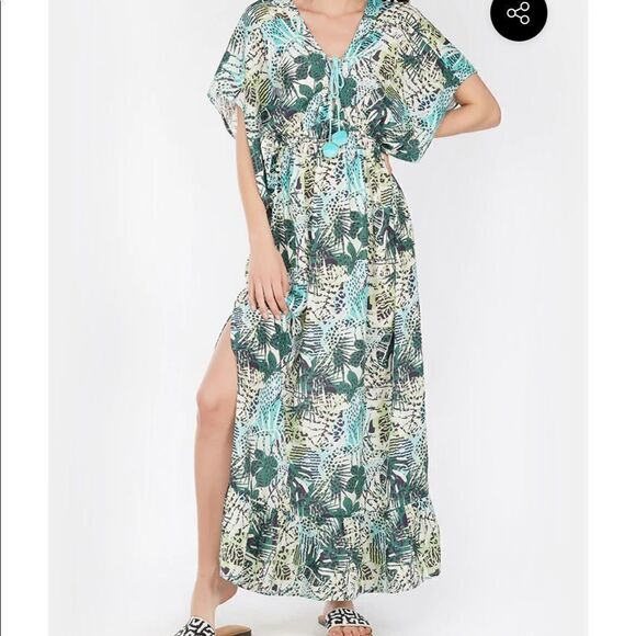 AMERICA & BEYOND Palm Maxi Dress Swimsuit Cover Up - Picture 1 of 12